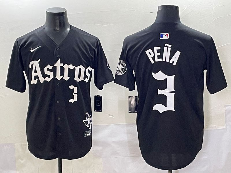 Men 2025 Houston Astros 3 Pena Black Five generations Joint Name Nike MLB Jersey style 16
